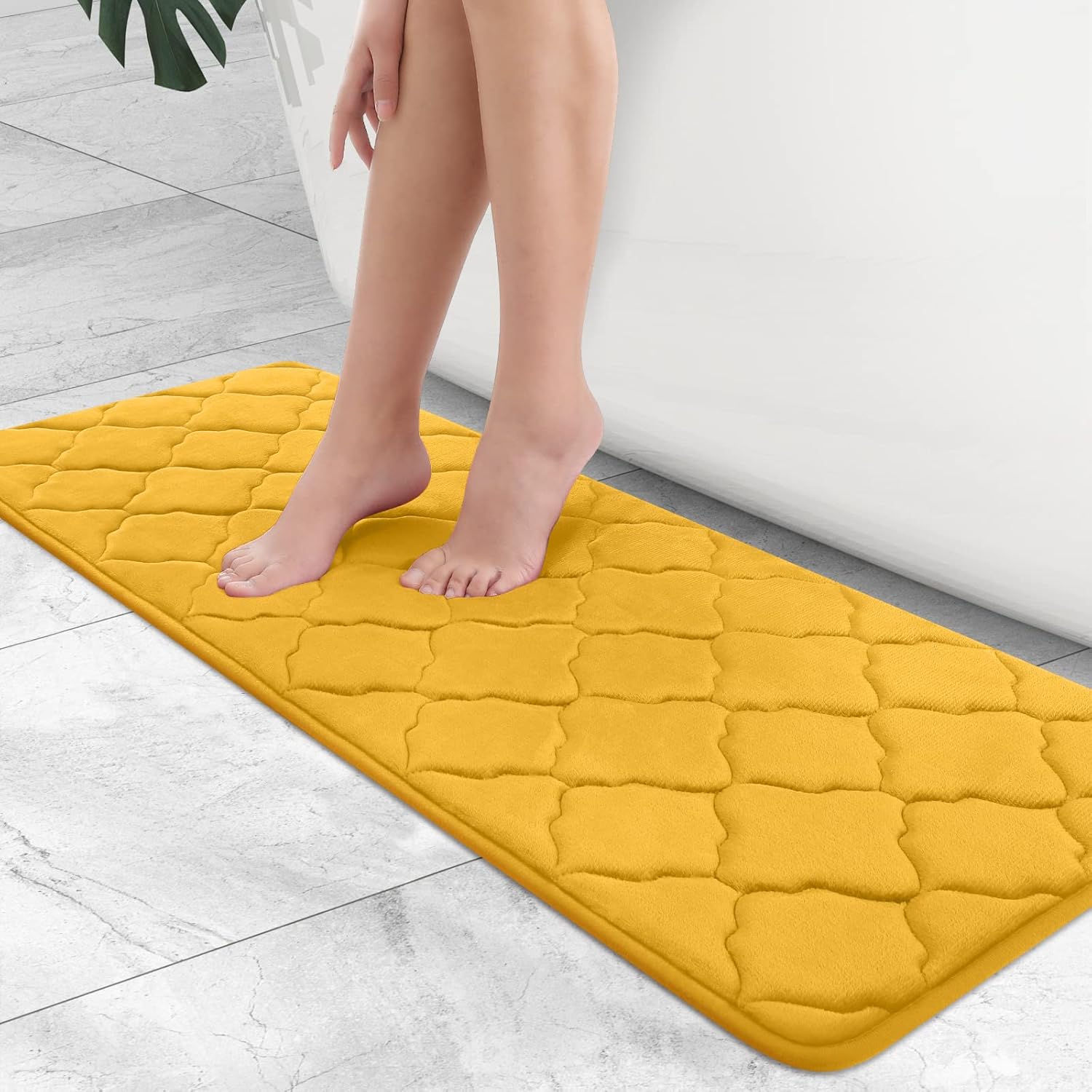 OLANLY Memory Foam Bath Mat Rug 47x17, Ultra Soft Non Slip