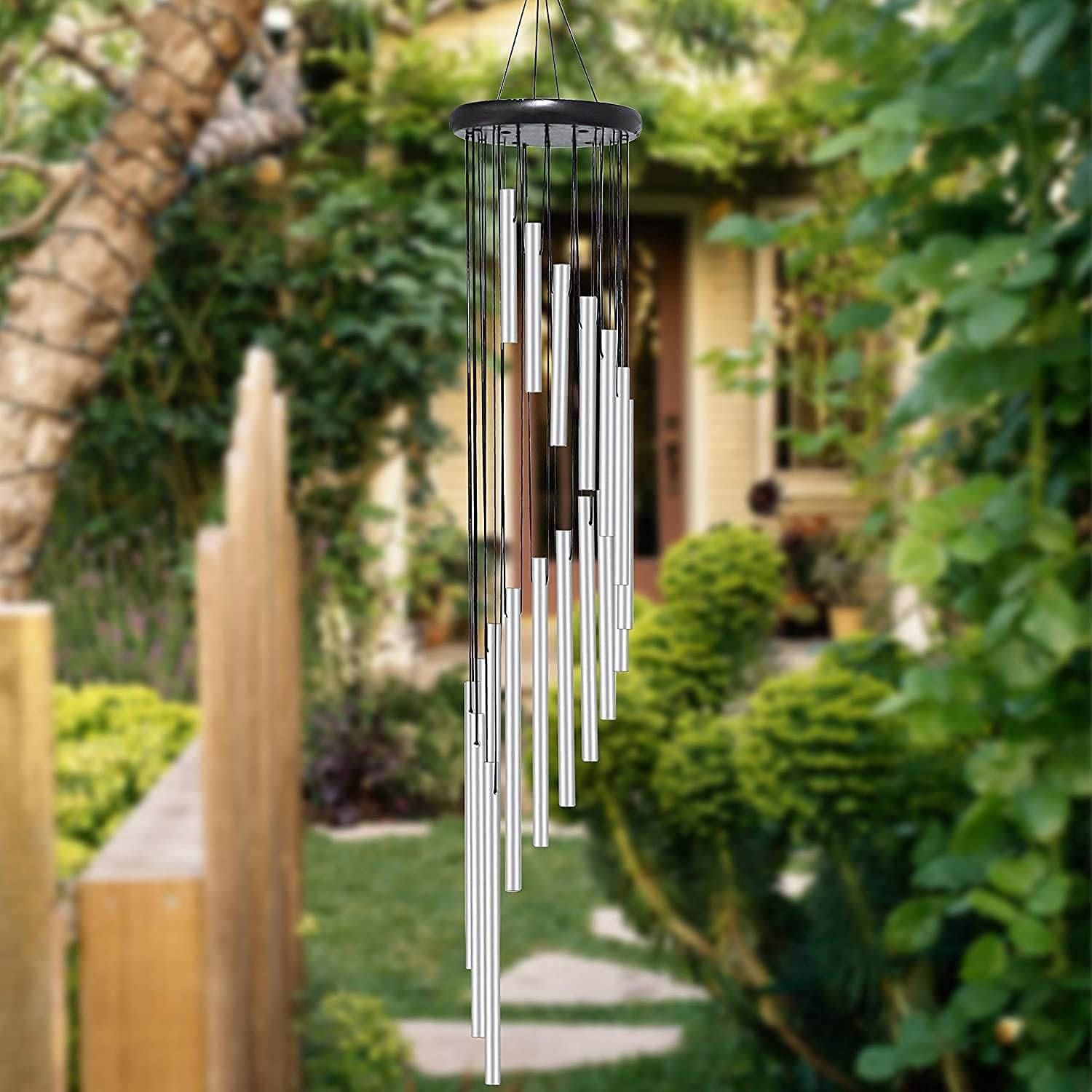 Windspiel, 18 Rohre aus Aluminiumlegierung für Garten, dekoratives Windspiel für drinnen und draußen, hängende Windspiele für Zuhause, Metall-Windspiele für Heimdekoration, Geschenk (Silber)