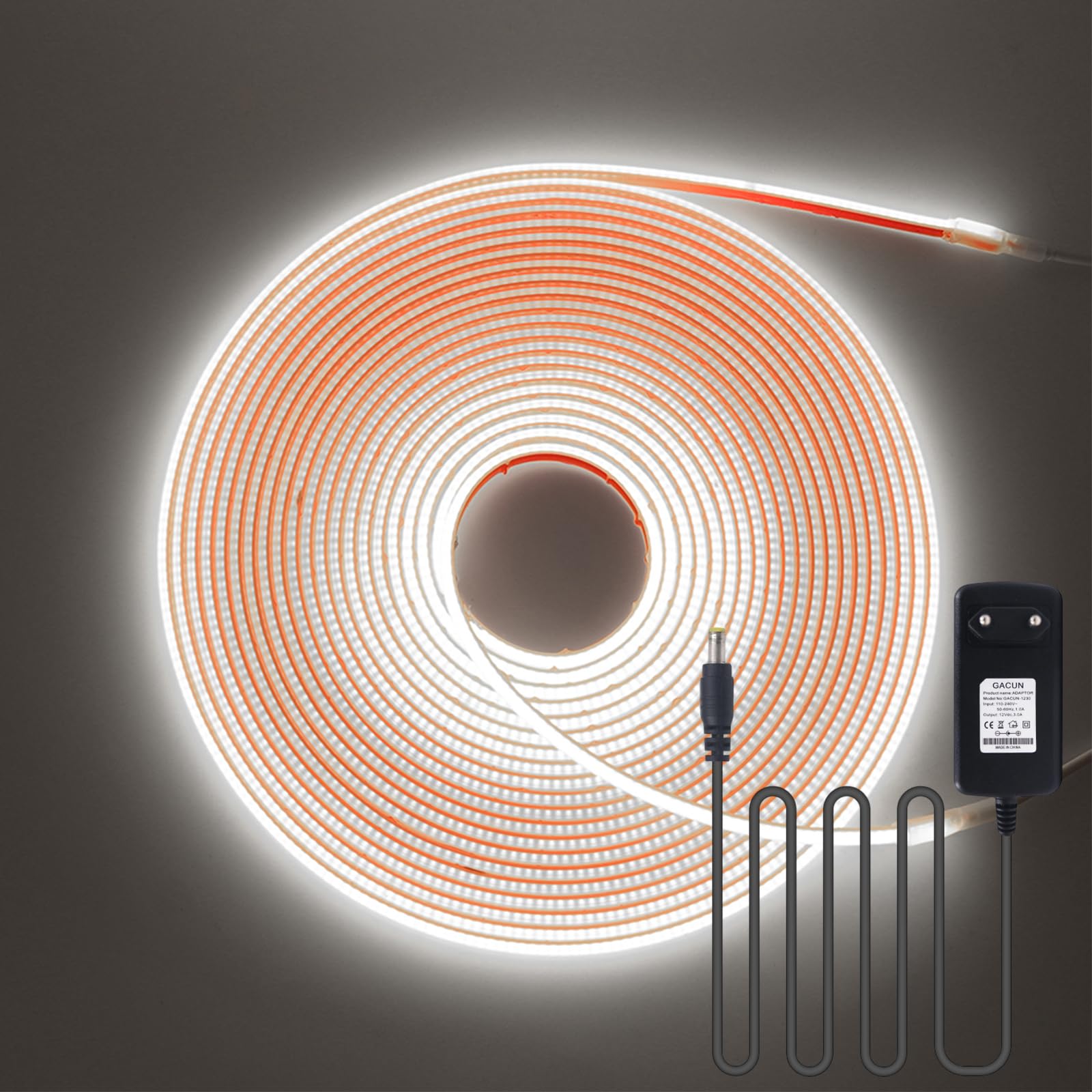 KISUFU 12V Cinta LED COB 320 LEDs/M DC Impermeable IP68 Tira de luz LED con fuente de alimentación para interior y exterior de la cocina del hogar Decoración