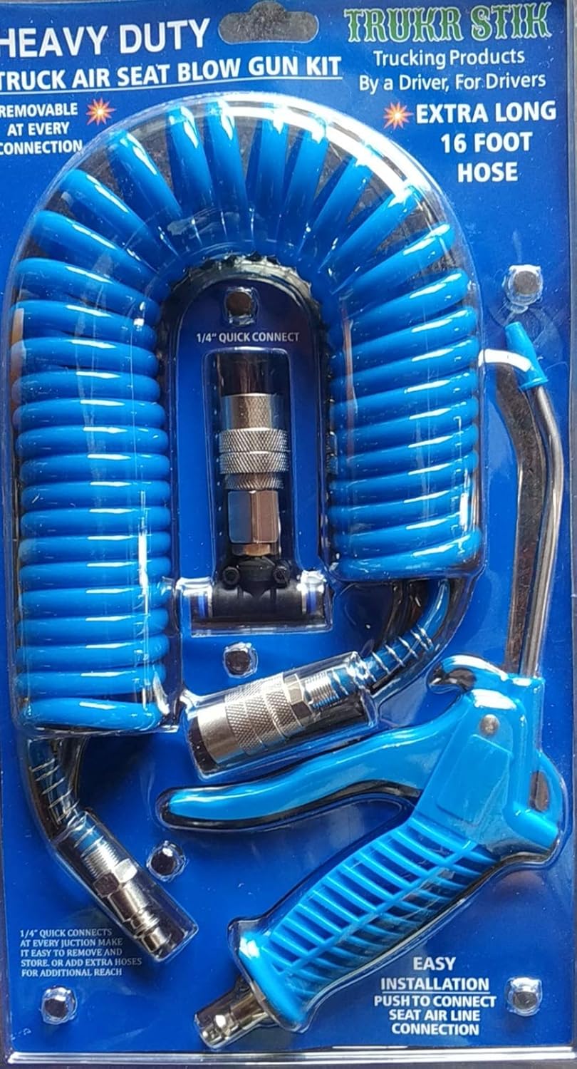 Trukr Stik Truck Air Seat Blow Gun Kit 16 Foot Hose and 1/4" Quick Connects