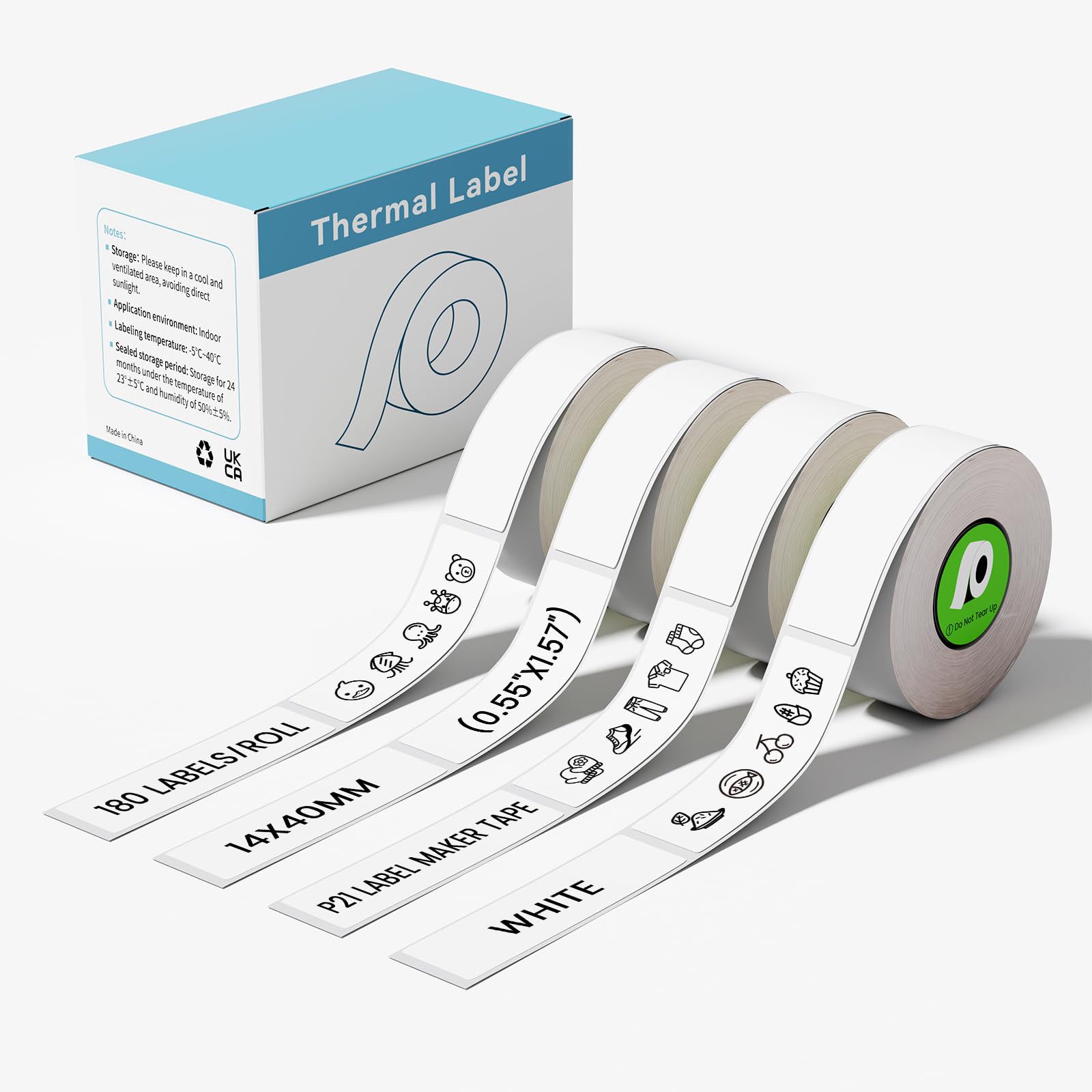 4 rollos de papel estándar laminado adaptado para impresión de etiquetas compatible con cinta de etiquetadora Nelko P21, color blanco