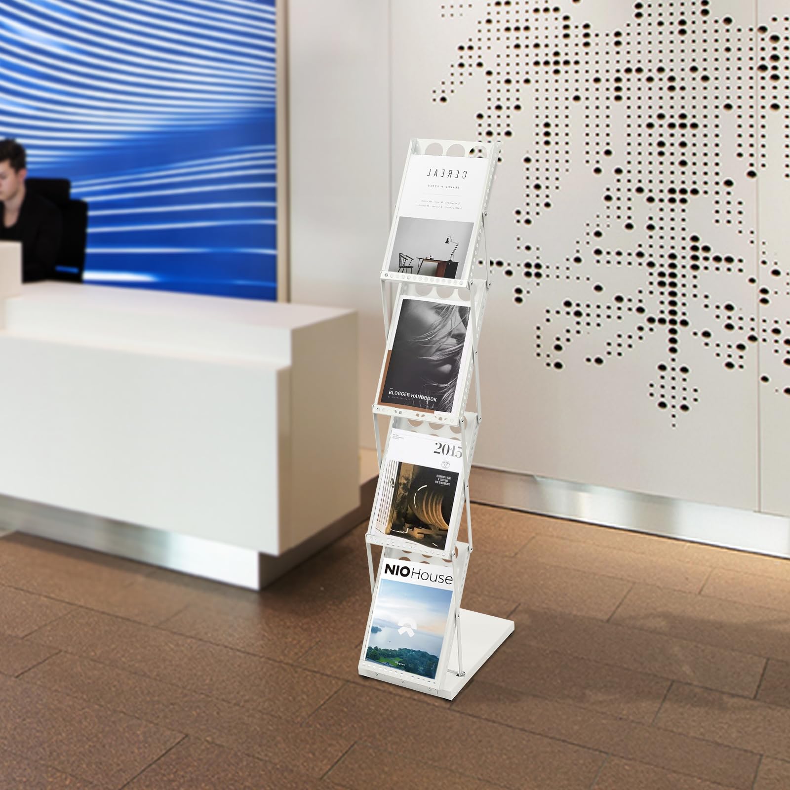 Portariviste pieghevole, a 4 strati, formato A4, per uffici, mostre, display informativi in aree turistiche, 36 x 27 x 132 cm