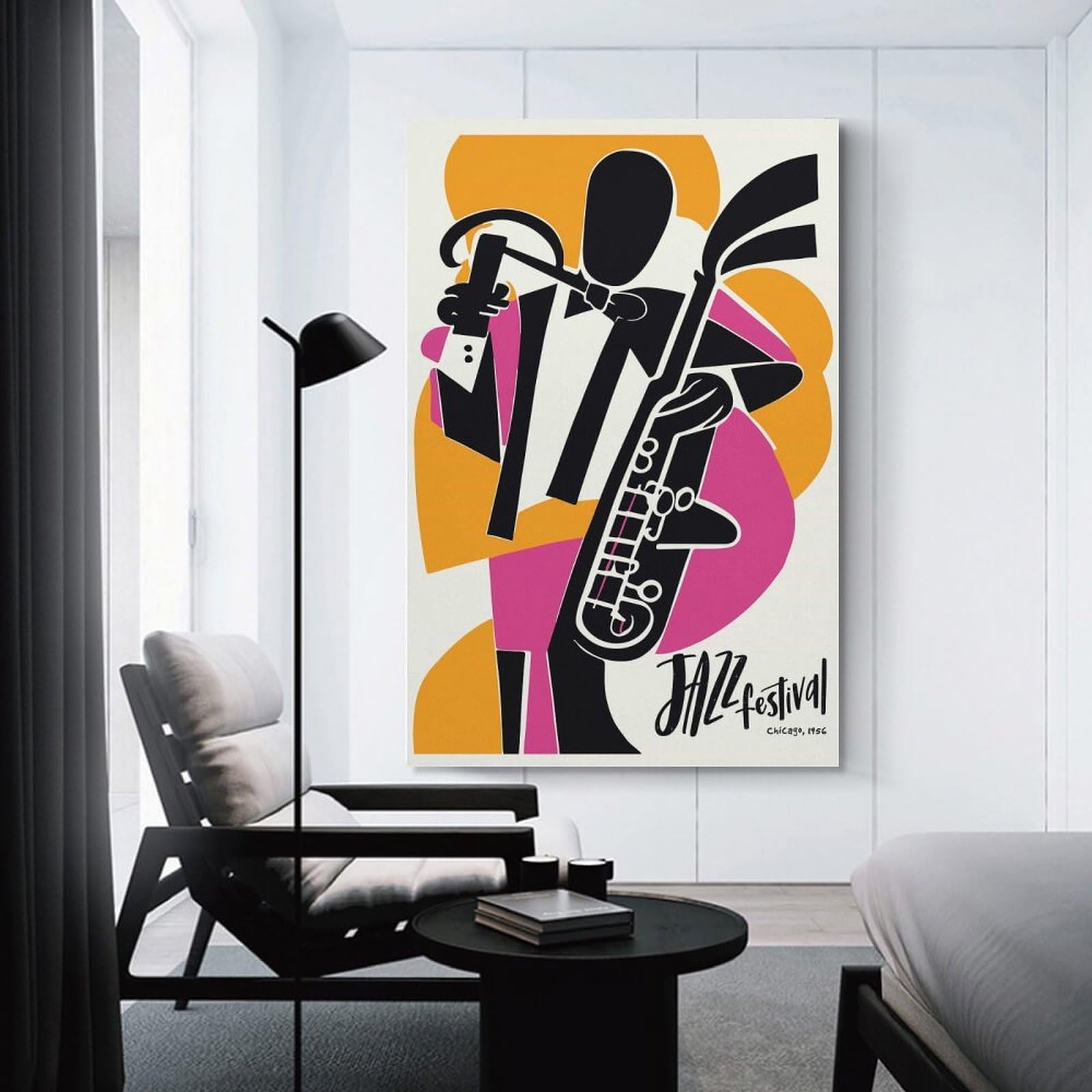 Junmoney Modern Jazz Festival Canvas Wall Art, 12x18inch(30x45cm), for Bedroom, Guest Room Or Reading Nook, Decorative Wall Art for Cosy Rooms