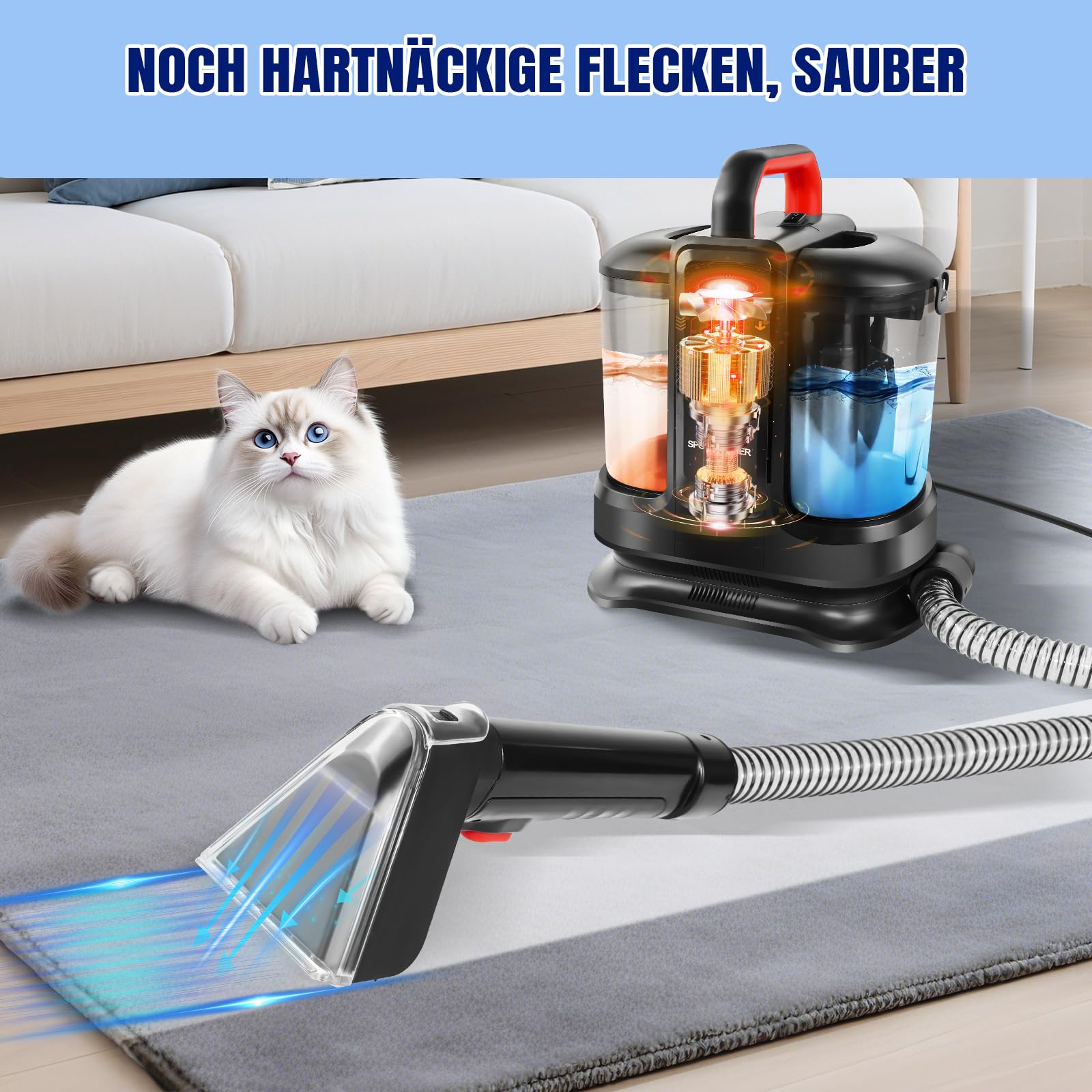 Nettoyeur de taches 5000 W (ouragan) – Aspirateur à main humide pour voiture, canapé, coussins, tapis, escaliers