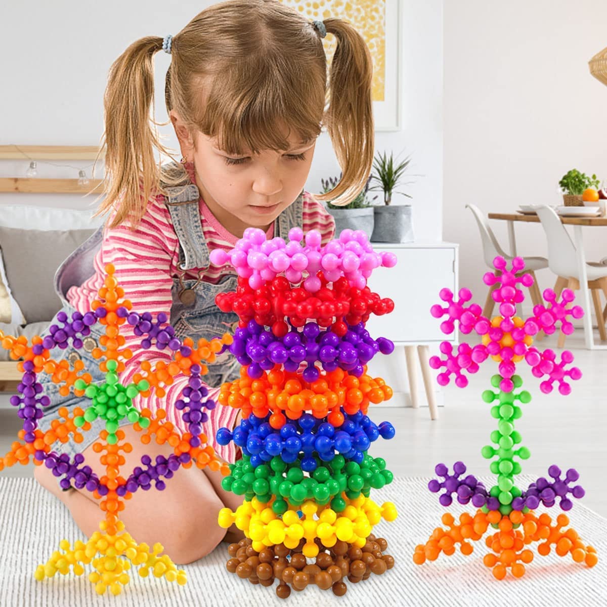 Star Links Interlocking Blocks Educational Construction Blocks for Kids Creativity Blocks for Kids Safe Material Star Building Toys for Kids Building Block Set Multicolour