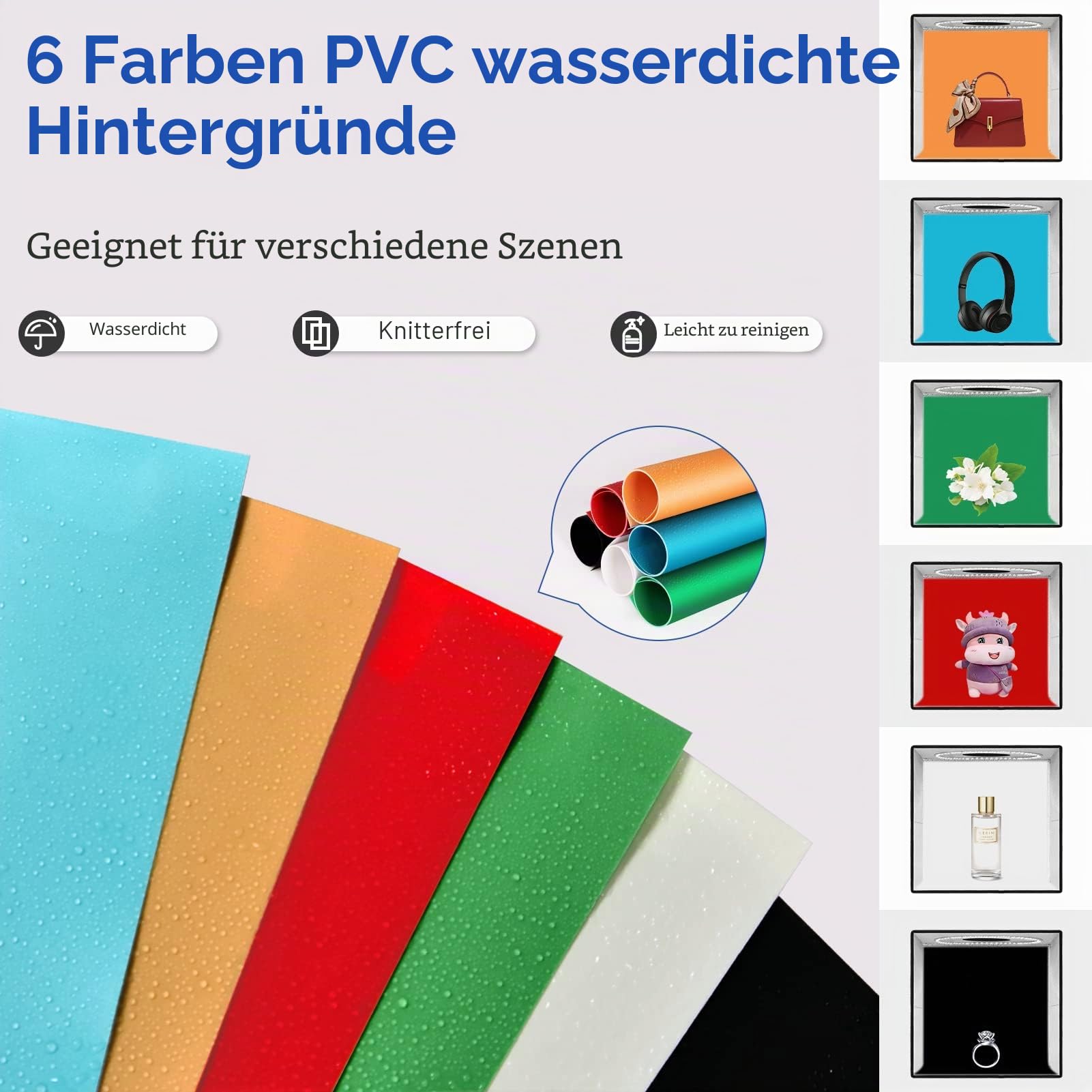 EMART Fotostudio Lichtbox, 30x30x30 cm Fotobox zum Fotografieren, Foto Studio Set 120 LED-Licht und 6 Wasserdichten Hintergründen für Produktfotografie, Schmuck und kleine Gegenstände