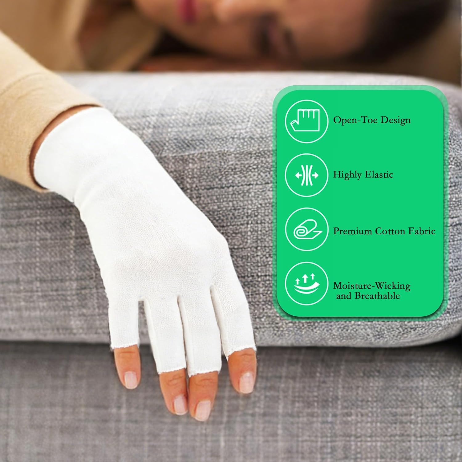 6pcs White Cotton Fingerless Gloves, Soft and Comfortable Cut 5 Fingertips for Dry Hands Sleeping Hand Spa Treatment