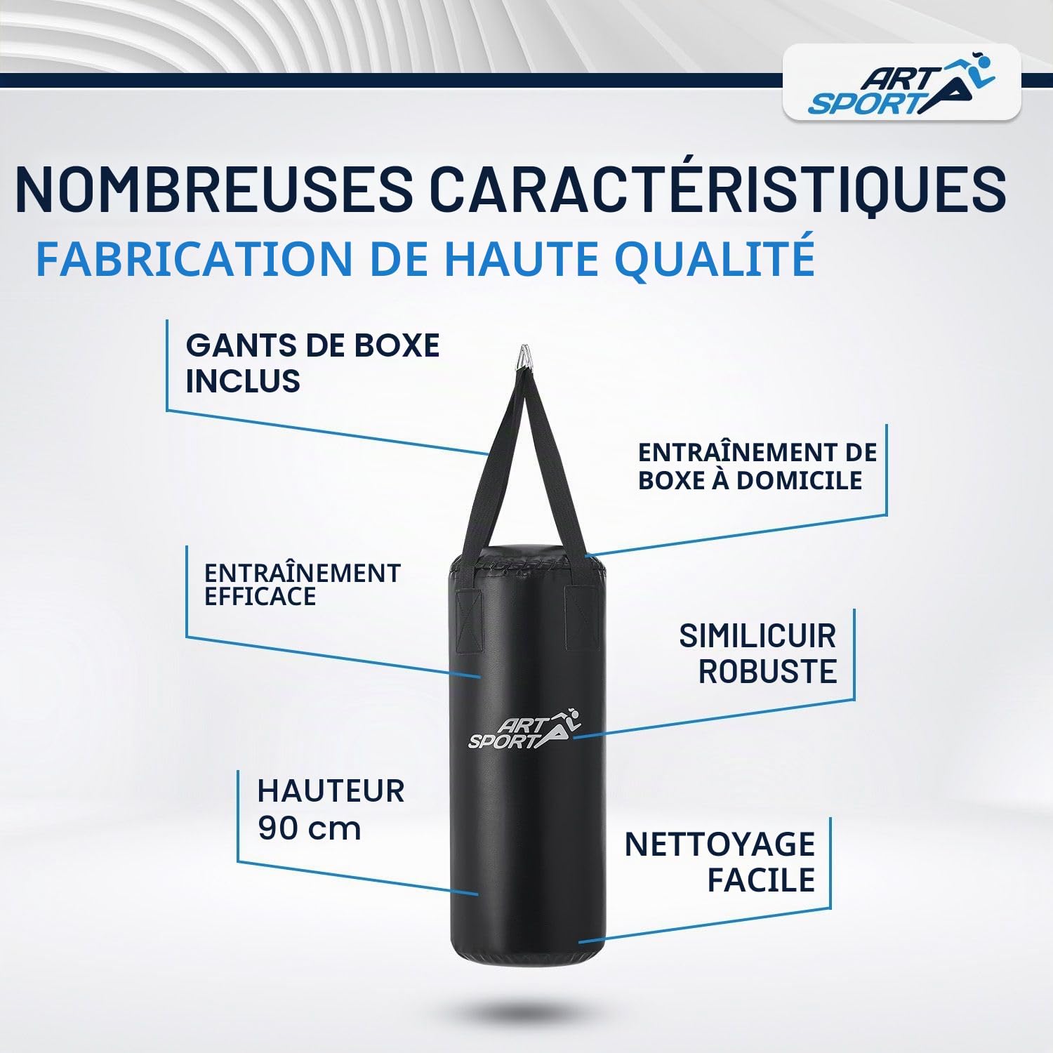 ArtSport Sac de Frappe Enfant avec Gants remplis et Suspendus, Ensemble Punching Ball 10 kg avec Bandages et Support Plafond - Dès 6 Ans - Ensemble de Boxe Sac de Boxe Kickboxing
