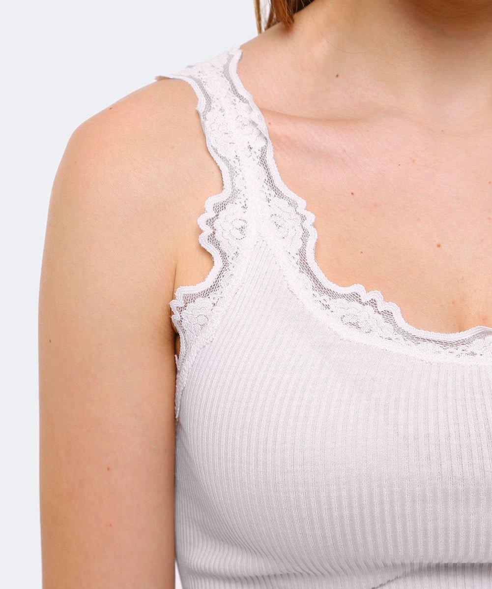ROSEMUNDE Seidentop Babette mit Spitzenbesatz