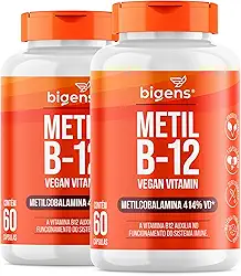 Metil B-12 Vegan Vitamin Metilcobalamina 414% VD, Bigens, 60 cápsulas (Kit 2)