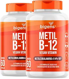 Metil B-12 Vegan Vitamin Metilcobalamina 414% VD, Bigens, 60 cápsulas (Kit 2)