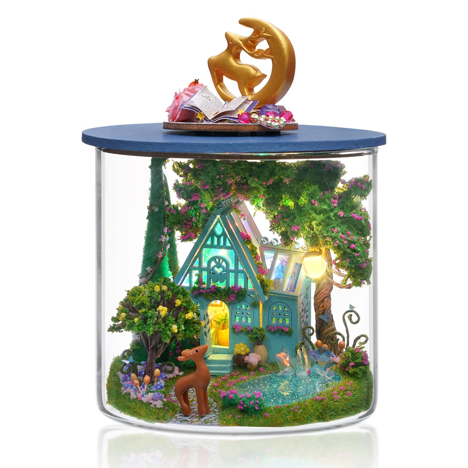 Foyucool DIY Miniature House Kit, Dollhouse Kit with Furnitures