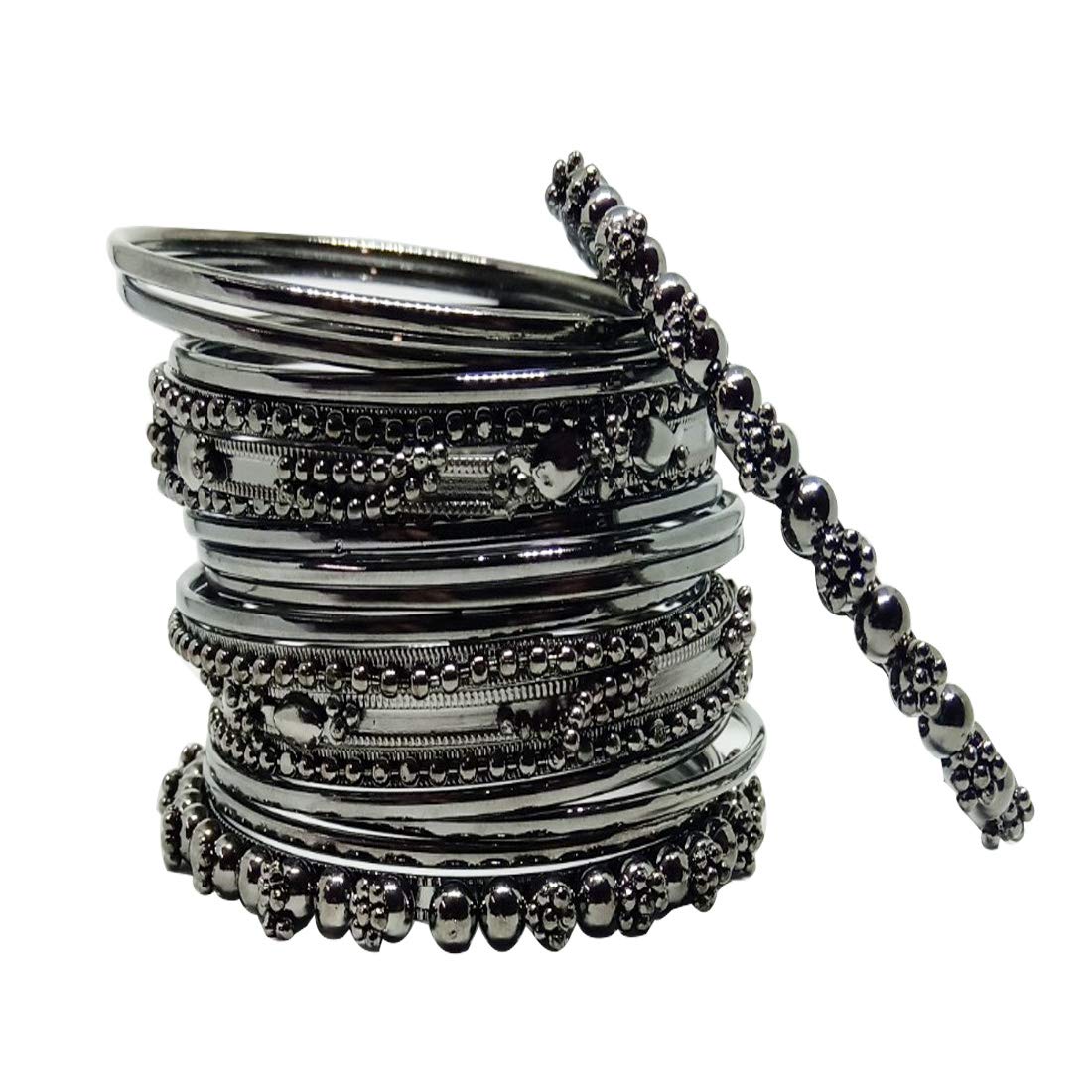 CHRISHAN Black Plated Ethnic Kada Chudi Metal Bangle Set For Wome For Women (B07ZXJSXXZ) Amazon Price History, Amazon Price Tracker