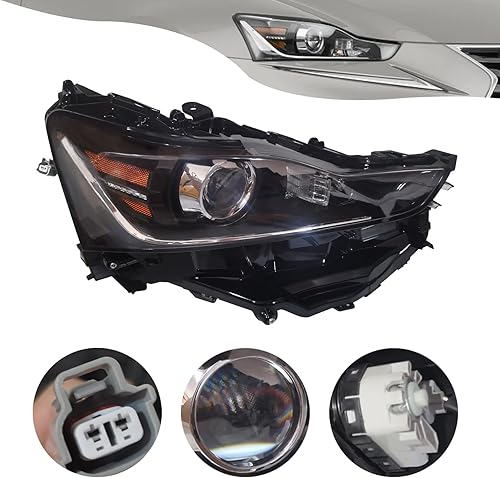 Miniatura 4 de TBVECHI Faros delanteros, faro delantero del lado del pasajero LED de barra de luz negra, faros delanteros de repuesto para Lexus IS300 IS350