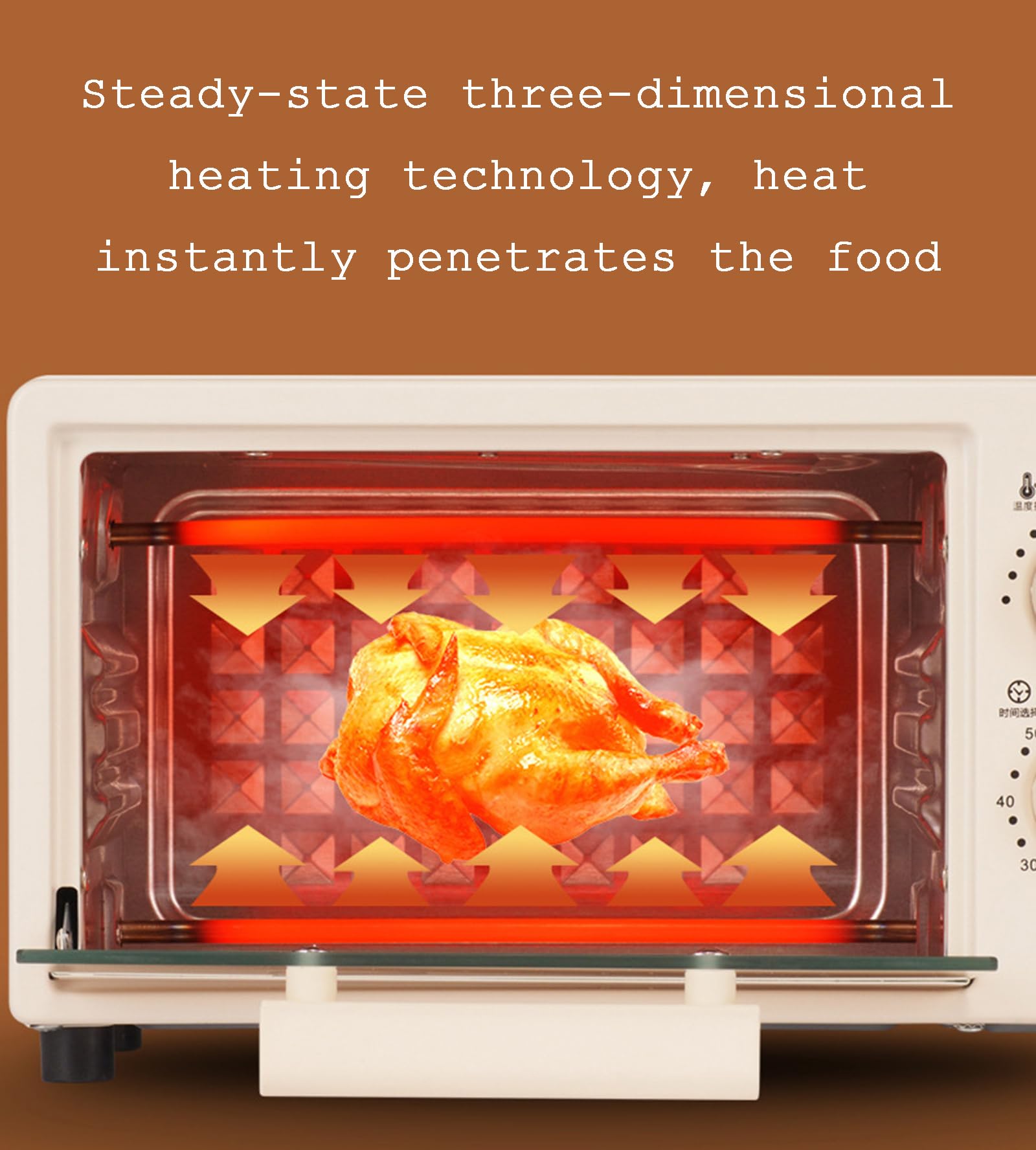 Mały Piekarnik Tosterowy 12l, Elektryczny Piekarnik Tosterowy Do Blatu, Regulacja Temperatury I Regulowany 60-Minutowy Timer, Blacha do Pieczenia I Ruszt,Beige