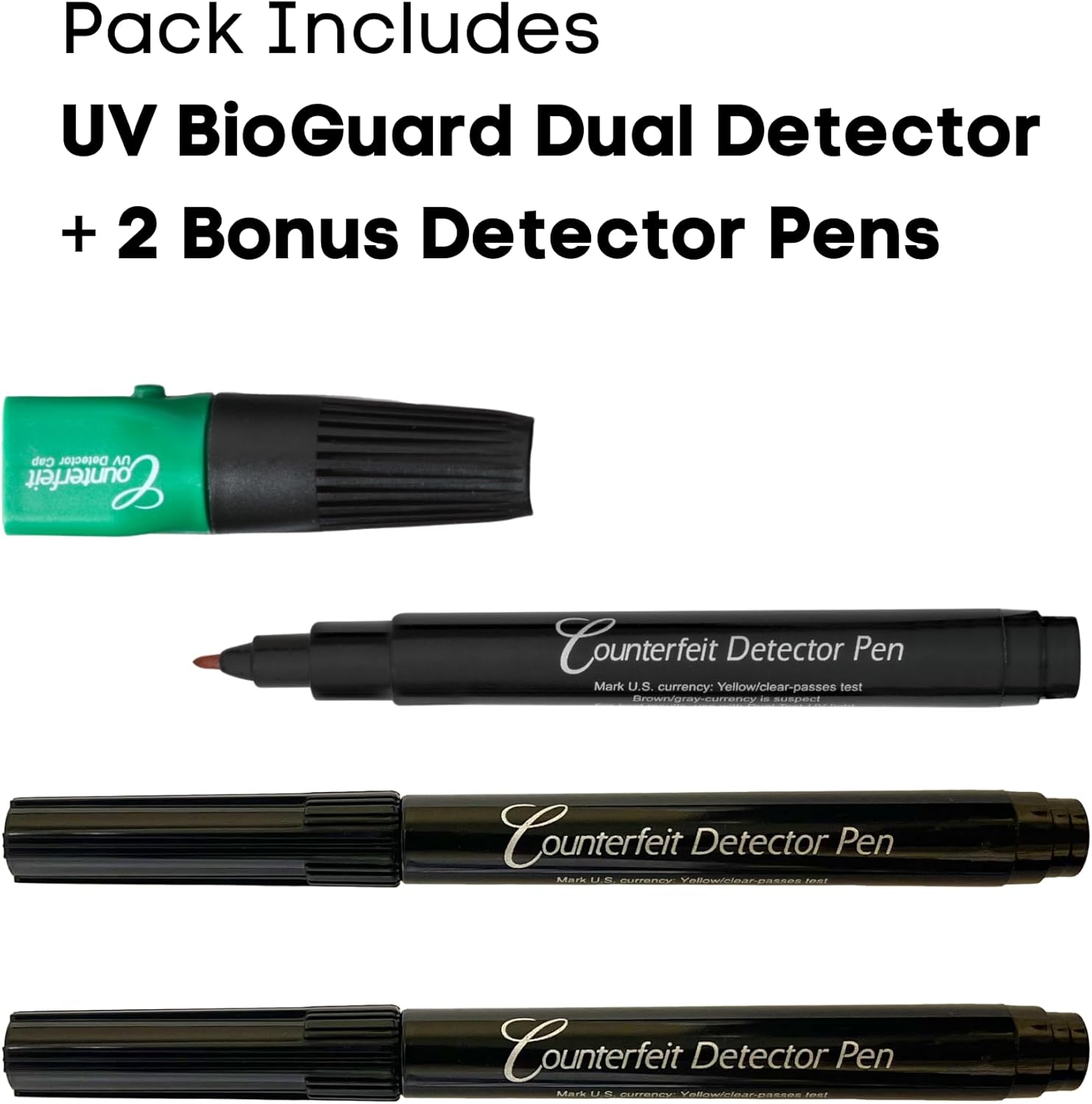 Dri Mark Dual Test Counterfeit Money Detector Pen, UV Light Head Bonus Pack - Fake Money Bill Checker, Tests for Security Strips and Authentic Currency Paper, 1 UV Light/ 3 Pens - Image 8