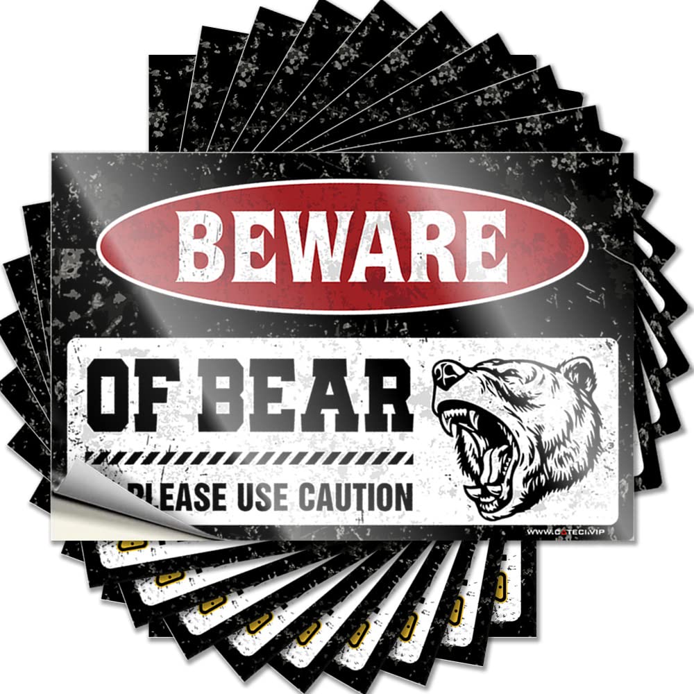 Decals Winter Boys Waterproof - Bear Warning Bottle Self Adhesive Decal for Narrow Use(12X18CM)