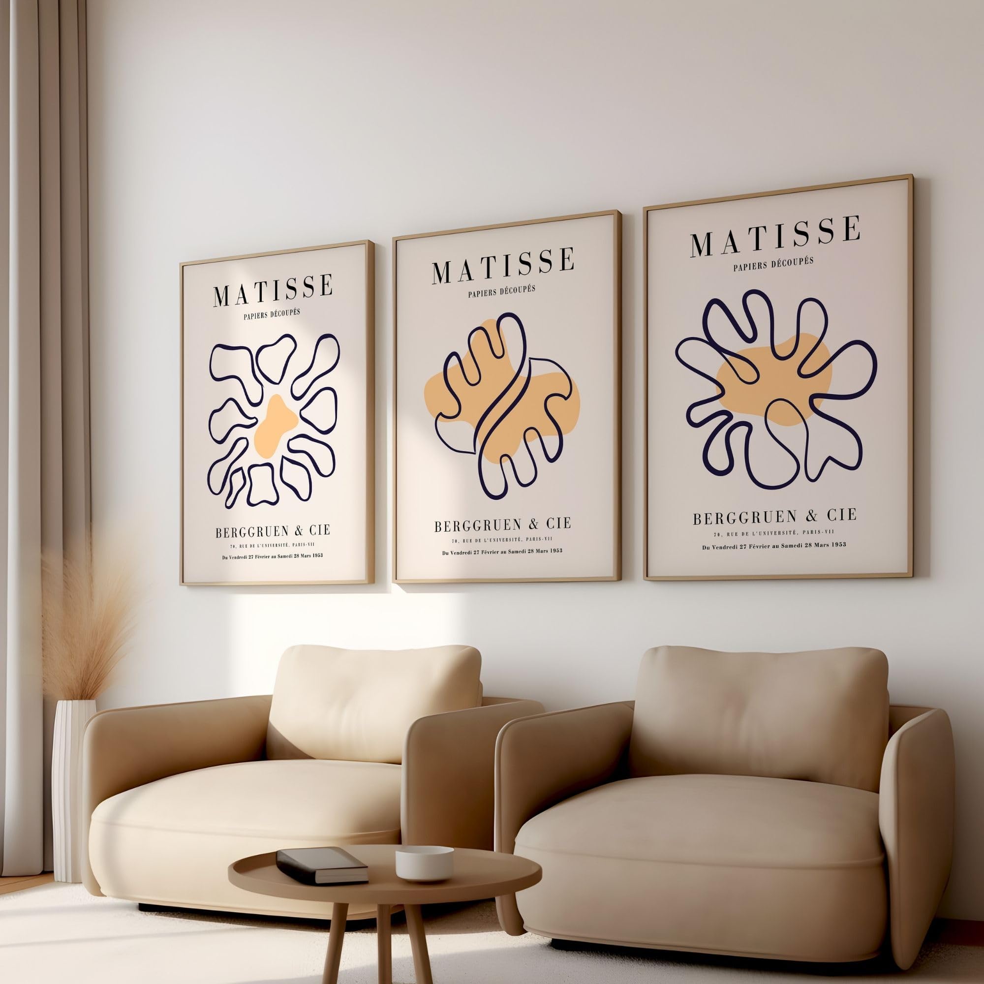 Matisse Lot de 3 posters muraux sans cadre Orange 40 x 50 cm
