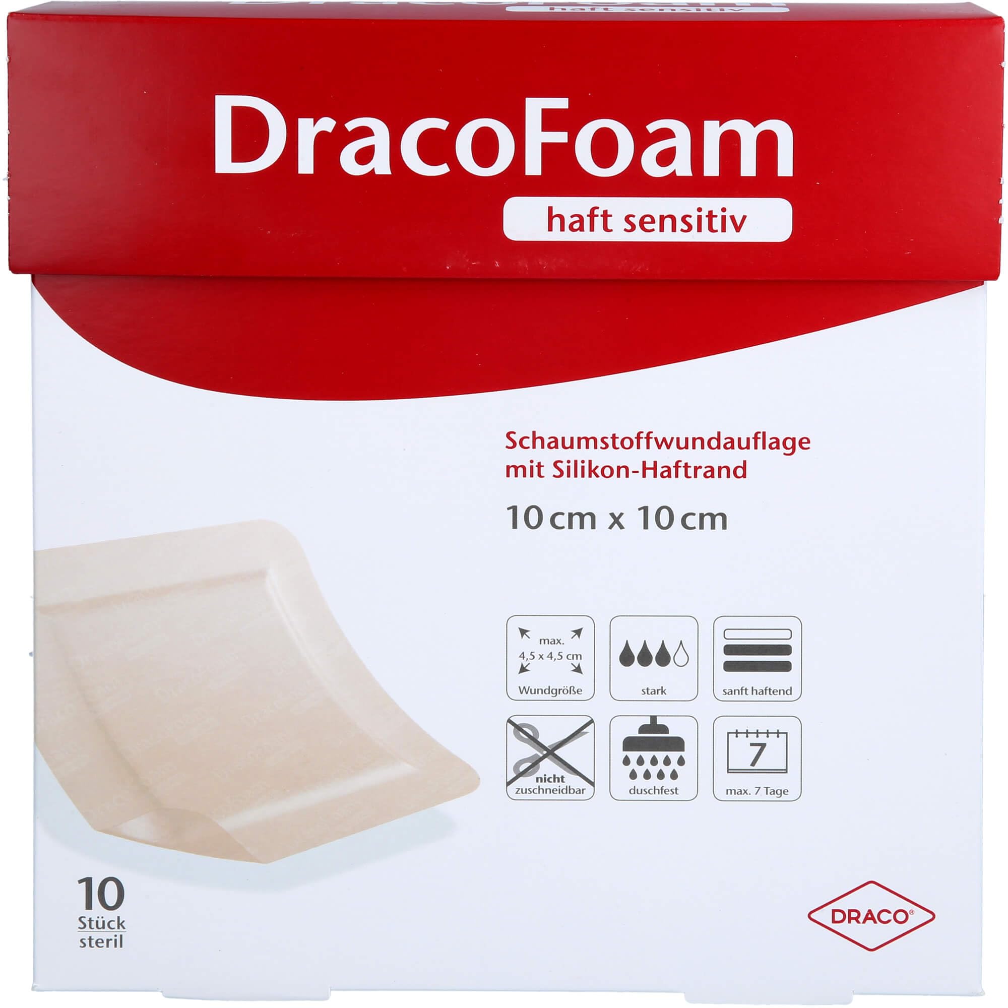 DRACOFOAM Haft sensitiv Schaumst.Wund.10x10 cm 10 St
