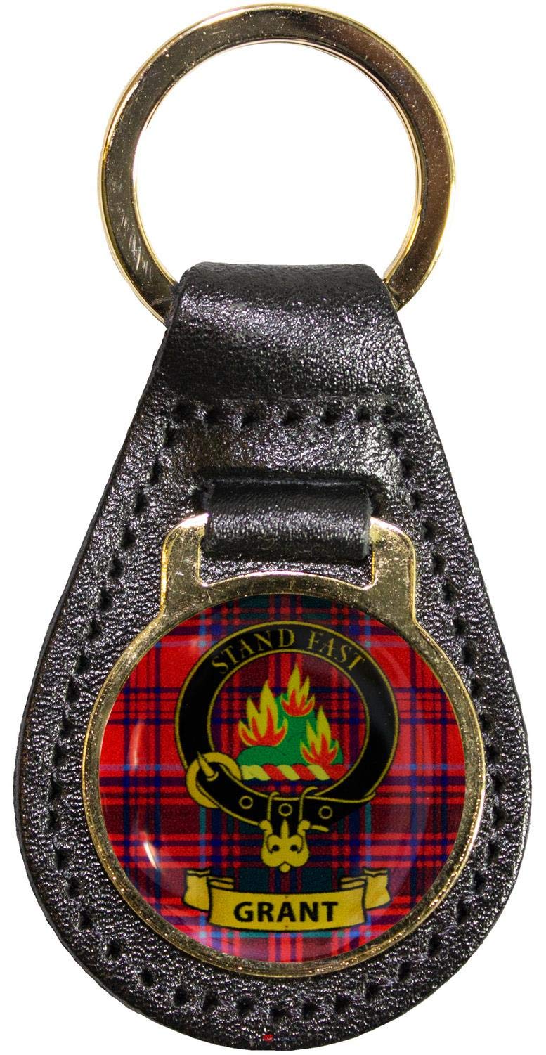 I Luv Ltd Grant Leather Key Fob Scottish Clan Crest Scottish Made