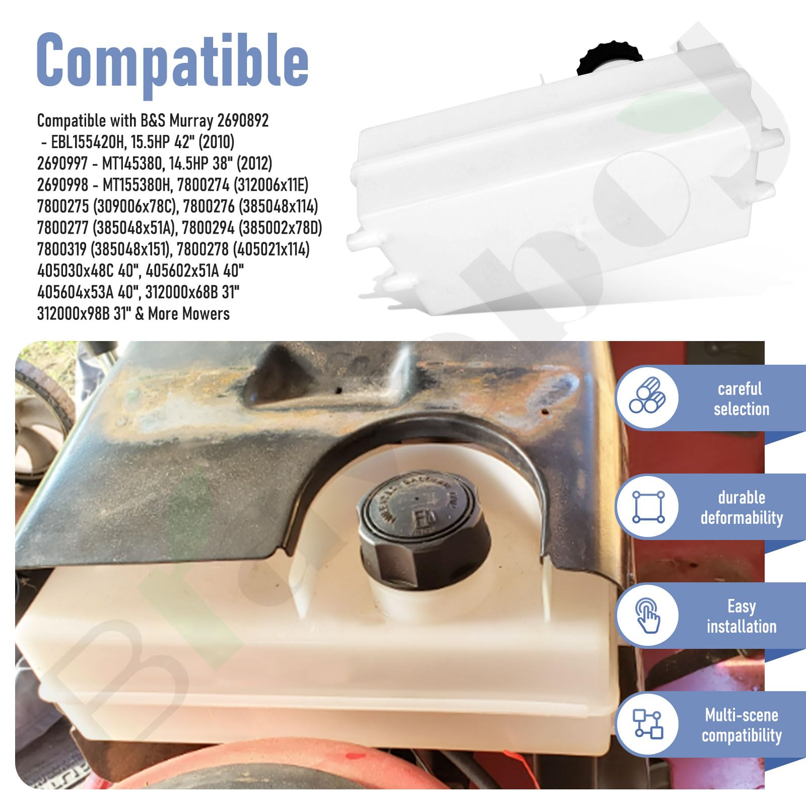 7601092MA - Depósito de combustible de 1.4 galones con tapa compatible con cortacésped B&S Murray 94073 690280 7601090 7601092 94073MA 690294MA