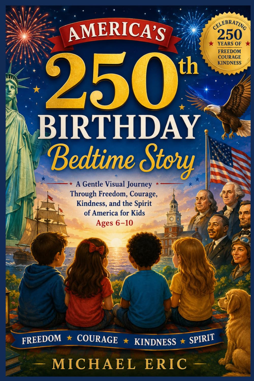 America’s 250th Birthday Bedtime Story: A Gentle Visual Journey Through Freedom, Courage, Kindness, and the Spirit of America for Kids Ages 6–10