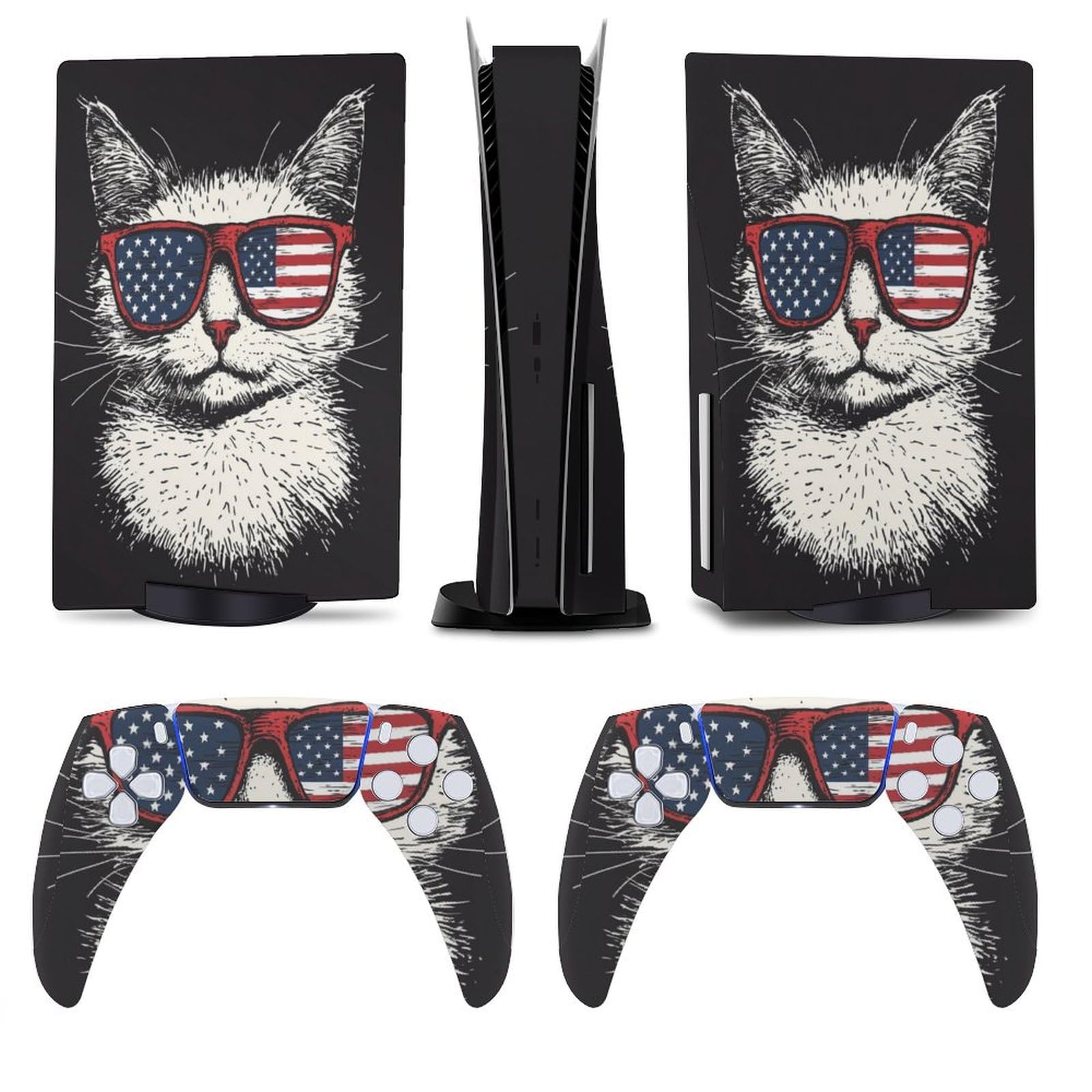 USA Flag Sunglasses for Model 5 Skin Console and Controller Accessories Cover Skins Anime Vinyl Cover Sticker Full
