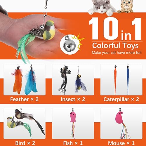 Miniatura 6 de PAWCHIE Juguete interactivo para gatos, juguete interactivo de plumas para gatos, juego de juguetes de simulación de pájaro con ventosa, juguetes