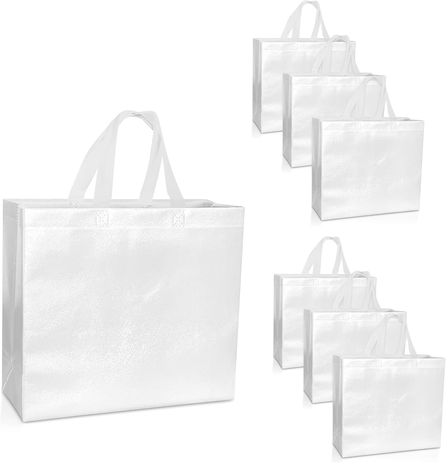 Nush Nush White Gift Bags Large Size - Reusable Set of 30 White Gift Bags With Handles in Bulk - For Small Business Use, Birthday, Party Favor Bags - 13x5x11 Size
