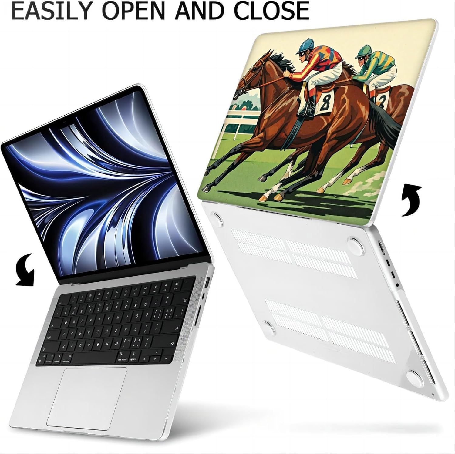 Compatible with MacBook Neo 13-inch, Hard Shell Case with Keyboard Cover and Screen Protector (A3404 A18 Pro chip, 2026 Release) - Horse Racing MC22909