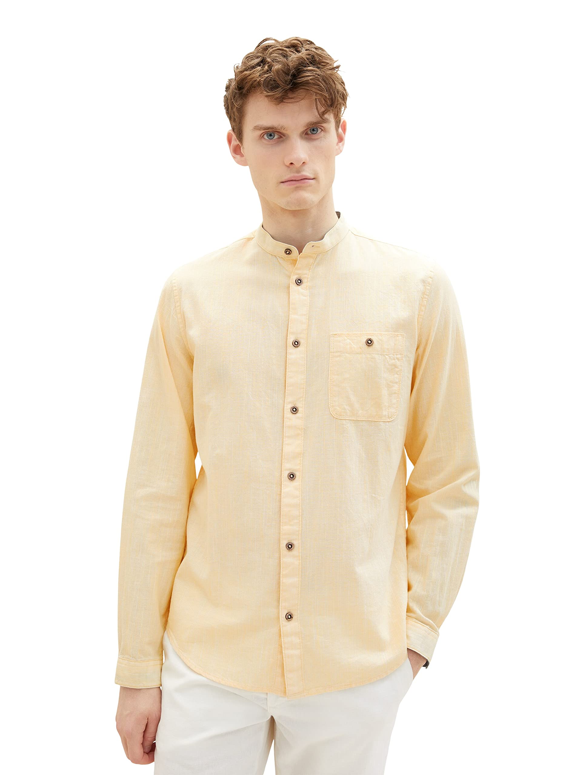 TOM TAILOR Herren 1036214 Hemd, 31773 - Yellow Pinstripe, M