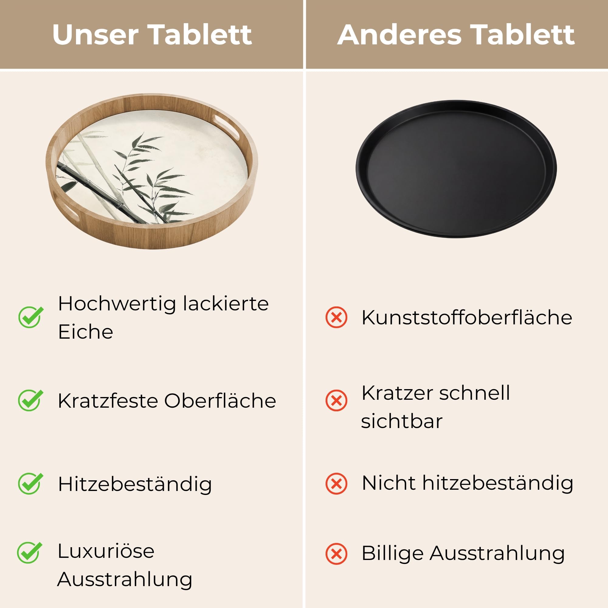 Tablett Serviertablett Kaffeetablett Servierplatte Eiche