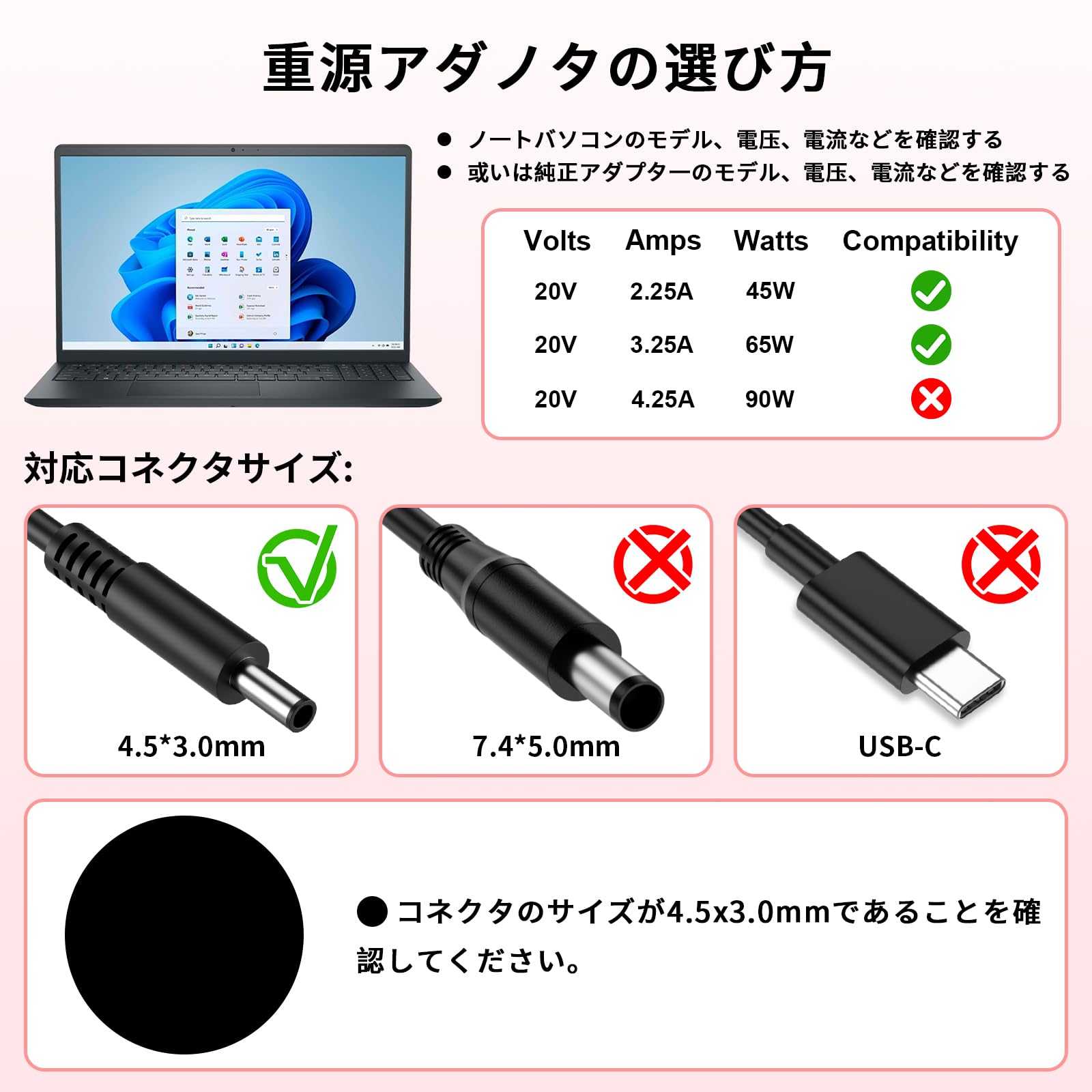 Amazon.co.jp: Dell ノートパソコン 互換品19.5V 3.34A 65W 4.5*3.0mm
