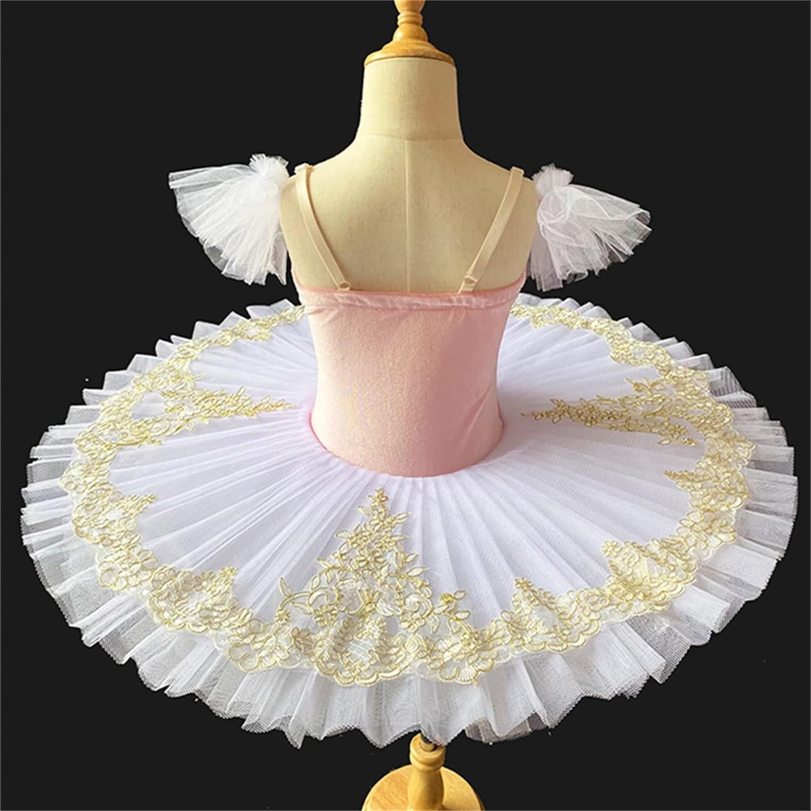 Enfants Filles Ballet Danse Gymnastique Justaucorps Tutu Tulle Jupe Robe Or Brodé Cygne Ballerine Costume Princesse Patinage Ballroom Performance Vêtements De Danse