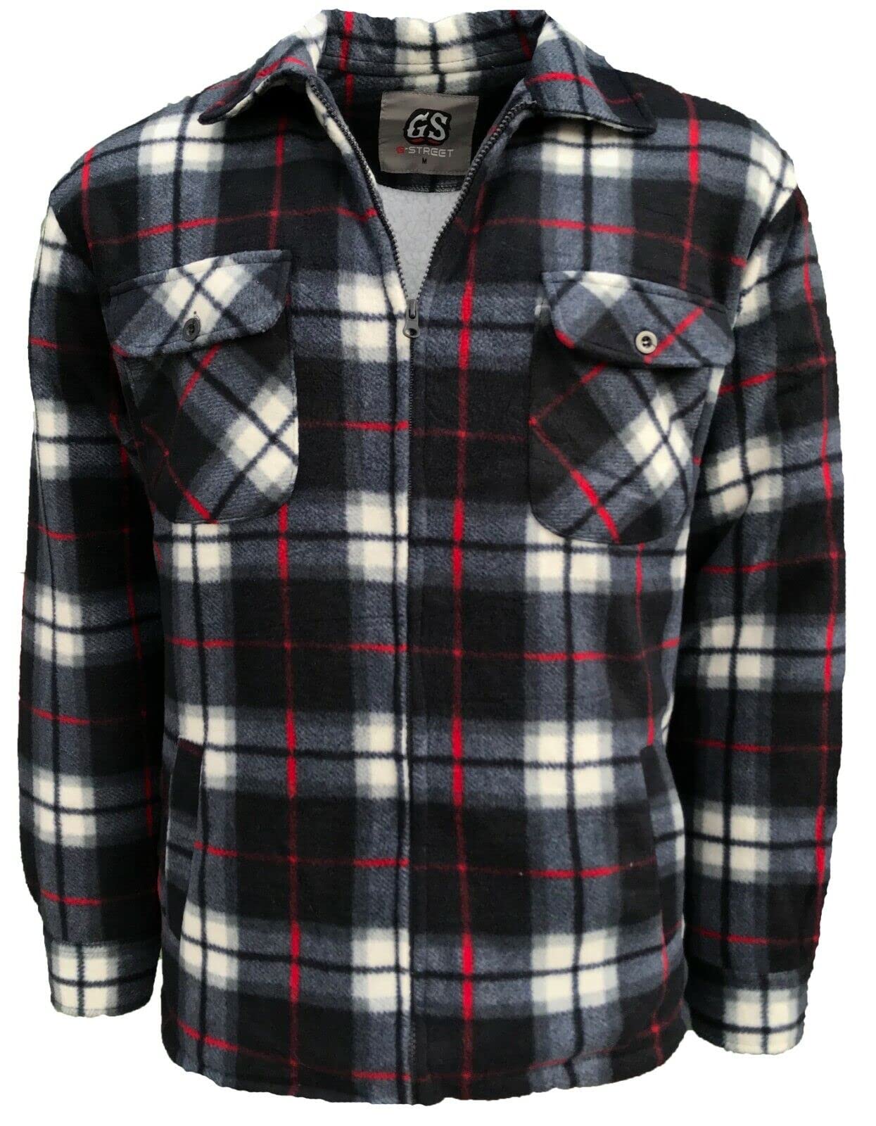 Mens Padded Shirt Fur Lined Lumberjack Hooded Fleece Lumberjacket Sherpa Anti Peel Quilted Thermal Warm Check Shirt (as8, alpha, x_l, regular, regular, Dark Navy)