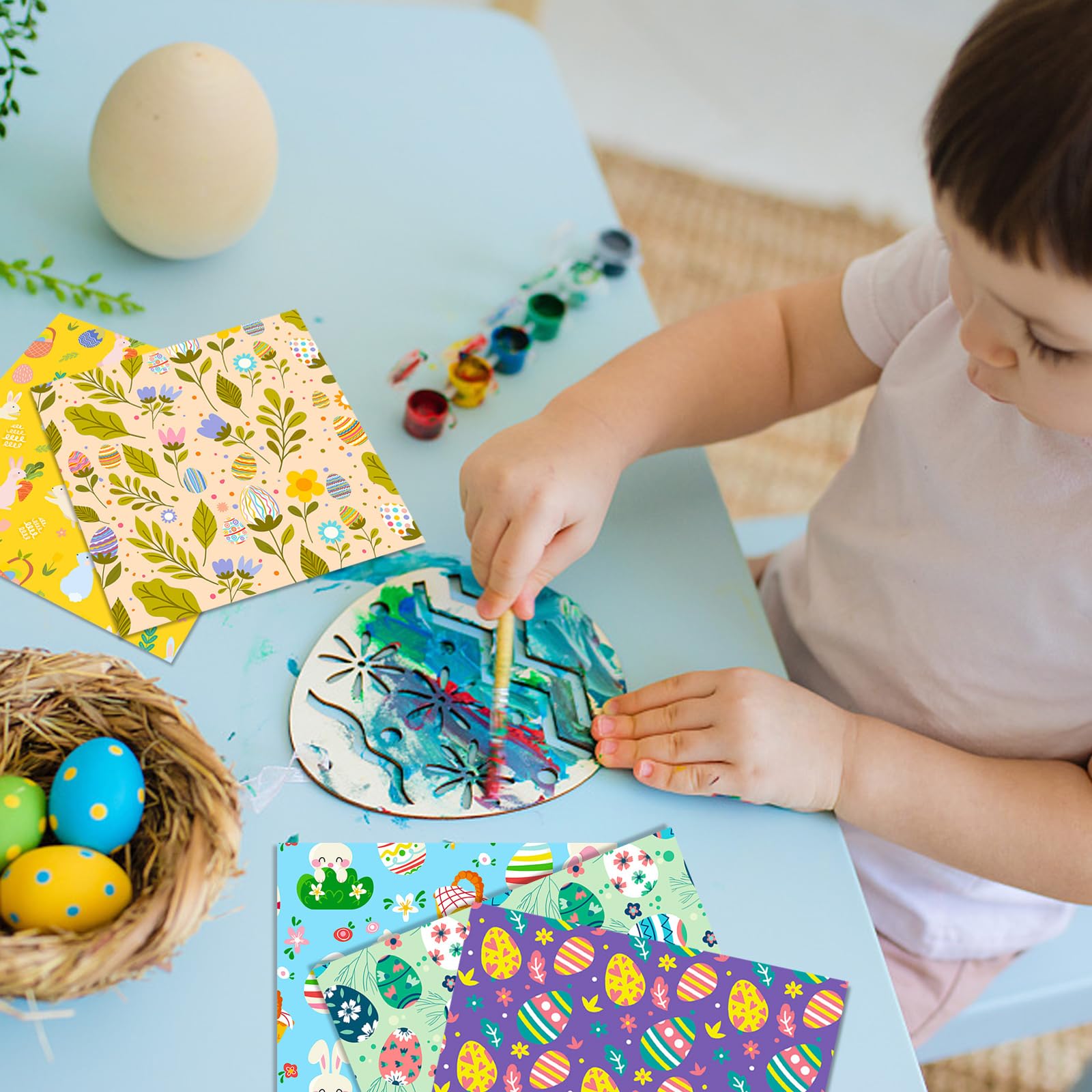 24 Blatt Ostern Scrapbook Papier 15x15 Cm – 12 Osterdesigns Doppelseitig Für Basteln & Alben