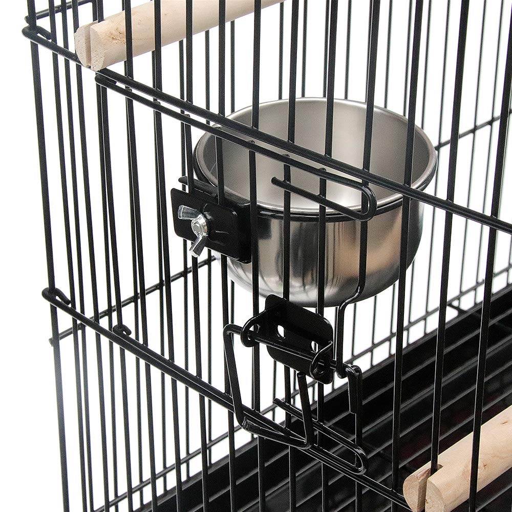 MINGYI Grote vogelkooi, vogelkooi op voet, volière, voor binnen, buiten, met voet voor papegaai, parkiet, kanarie, parakeet, valkparkiet, elegante valkparkiet, vink (zwart, 59 × 59 × 150 cm