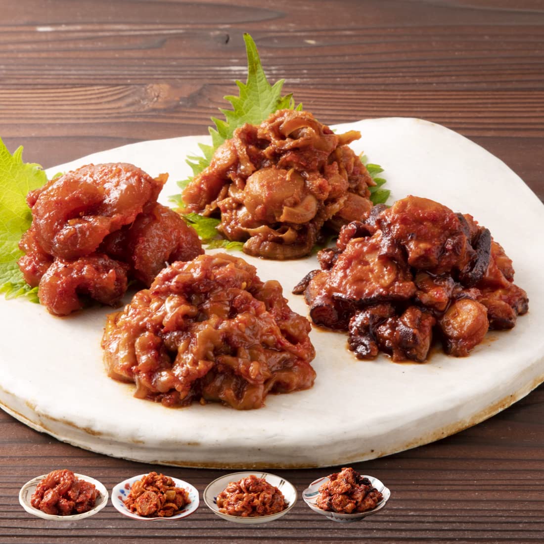 Kanenakaya Jibei Try-it Sea Food Kimchi 4 Varieties 4 Packs Chanja Octopus Scallop Sweet Shrimp Kimchi Frozen Additive-Free [C Shipping: Frozen]