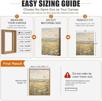 Canvas Floater Frame for 1”–1.25”Deep Gallery Wrapped Canvas, Wood-Look Floating Frame Wall Artwork for Oil Paintings, Gallery Bedroom, Living Room, Studio, Made in USA (Light Oak,12x16)