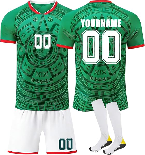 Mundial 2026 Camiseta de Fútbol Personalizadas Nombre Número para Hombres y Niño, Casa/Visitante Equipación Fútbol con Conjunto Top Pantalón Corto y Calcetines Regalo de Futbol