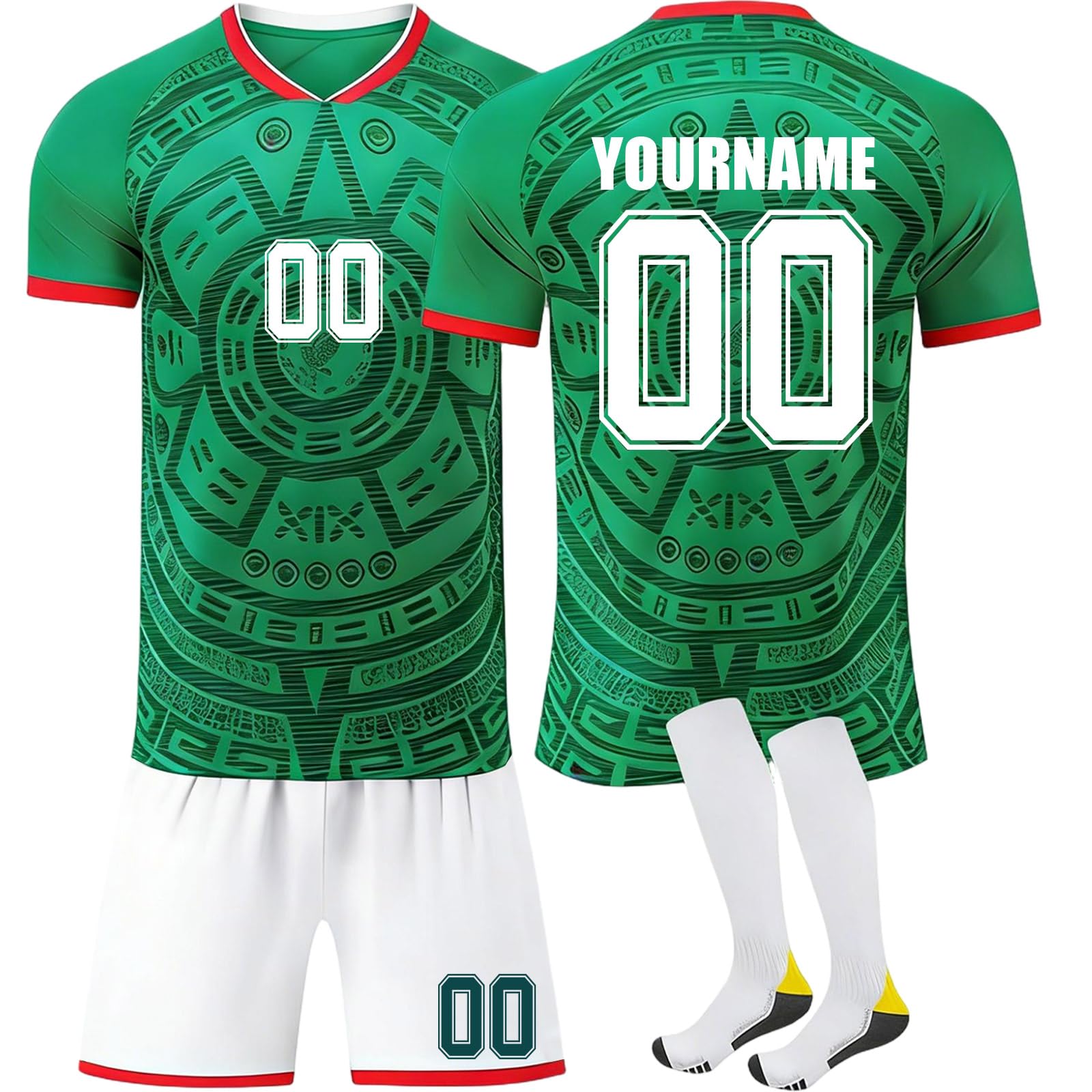 Mundial 2026 Camiseta de Fútbol Personalizadas Nombre Número para Hombres y Niño, Casa/Visitante Equipación Fútbol con Conjunto Top Pantalón Corto y Calcetines Regalo de Futbol