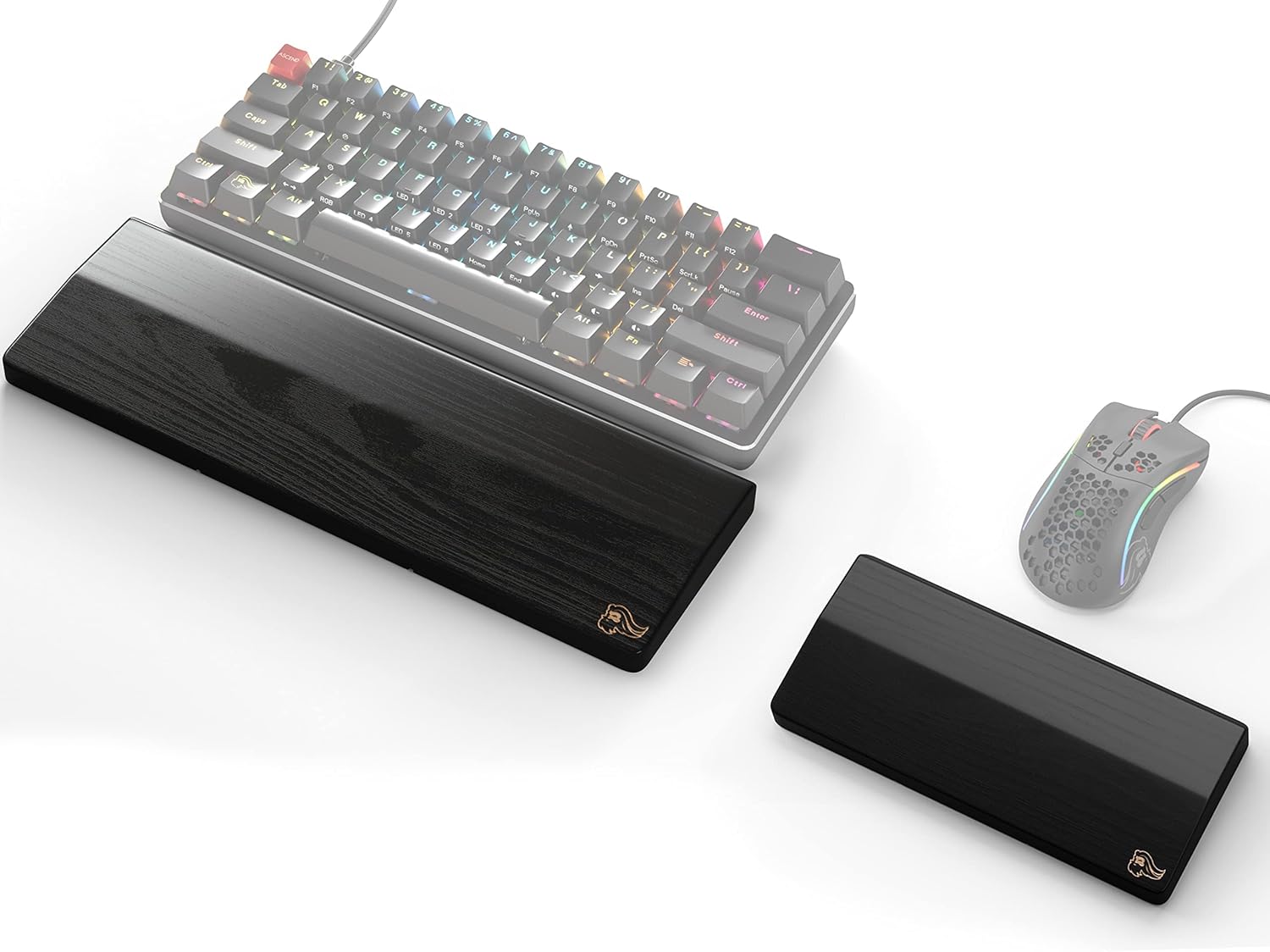 (Keyboard Wrist Rest + Mouse Wrist Rest) Glorious Onyx (Black) Wooden Keyboard Wrist