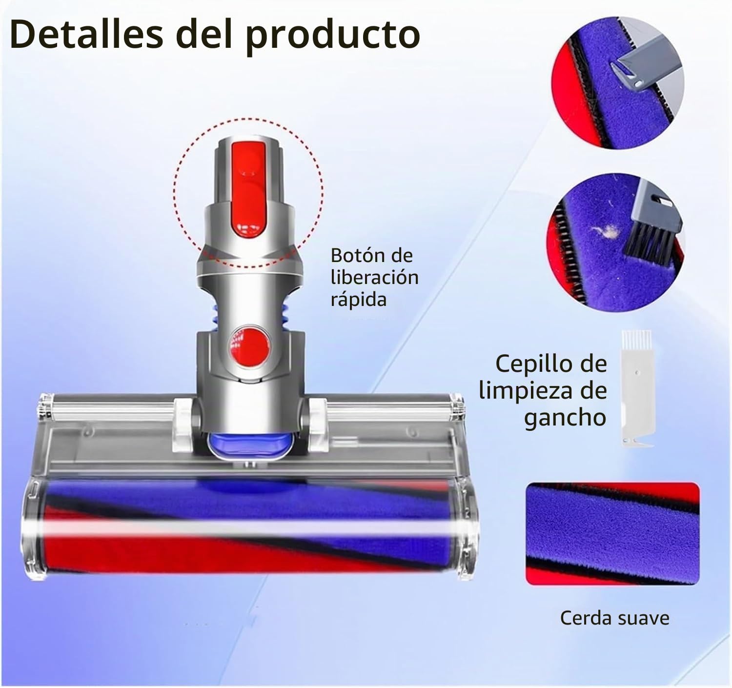 Cabeza de cepillo de rodillo para Dyson V7 V8 V10 V11 V15, Accesorio para aspirador Dyson SV10 SV11 SV12 SV14, Cepillo de suelo de rodillo suave, Cepillo de limpieza de repuesto para suelo duro