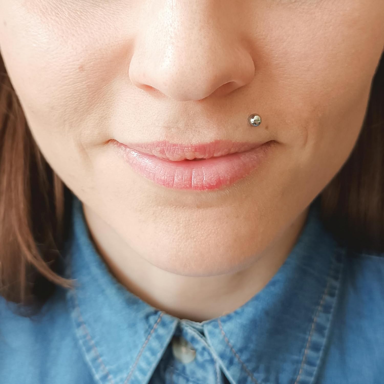 Moonli Designs Fake Eyebrow Ring Fake Lip Labret Studs Balls Spike Stick On Non-Piercing Body Jewelry Fake Skin Piercing