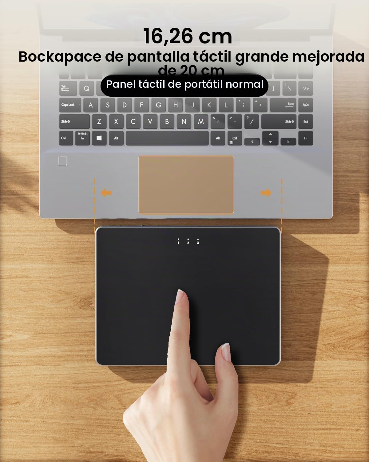 ProtoArc Touchpad para Windows 11/10 PC: T1 Plus Bluetooth, Superficie multitáctil, Recargable, Panel táctil portátil de Alta precisión, portátil, Ordenador de sobremesa - Negro