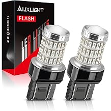 مصابيح AUXLIGHT LED ستروب/فلاش لمبات الفرامل الخلفية 7443 7440 لمبة LED حمراء أكثر سطوعًا بنسبة 320% 7441 7444 T20 992 W21W لمبات LED لمصابيح الفرامل الخلفية باللون الأحمر اللامع، عبوة من قطعتين