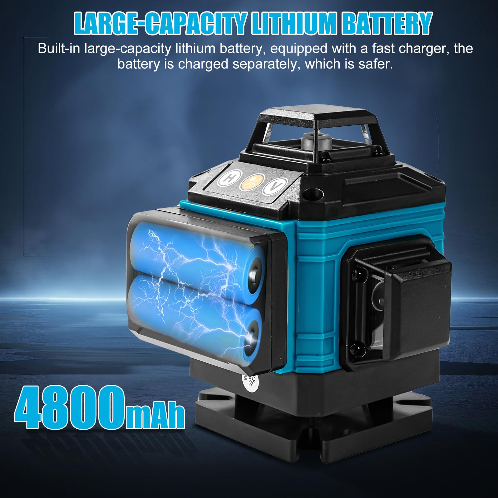 Nivel Laser Autonivelante 360 Grados con Trípode, 4D 16 Líneas Nivel Laser Verde, 360 Líneas Vertical/Horizontal Conmutables, 2 x 4800mAh Baterías, Control Remoto, Base Magnética (Azul) | Lazer Niveles Rotativo 4D 16 Líneas, Modo Pulsado Exterior, 2 Bater