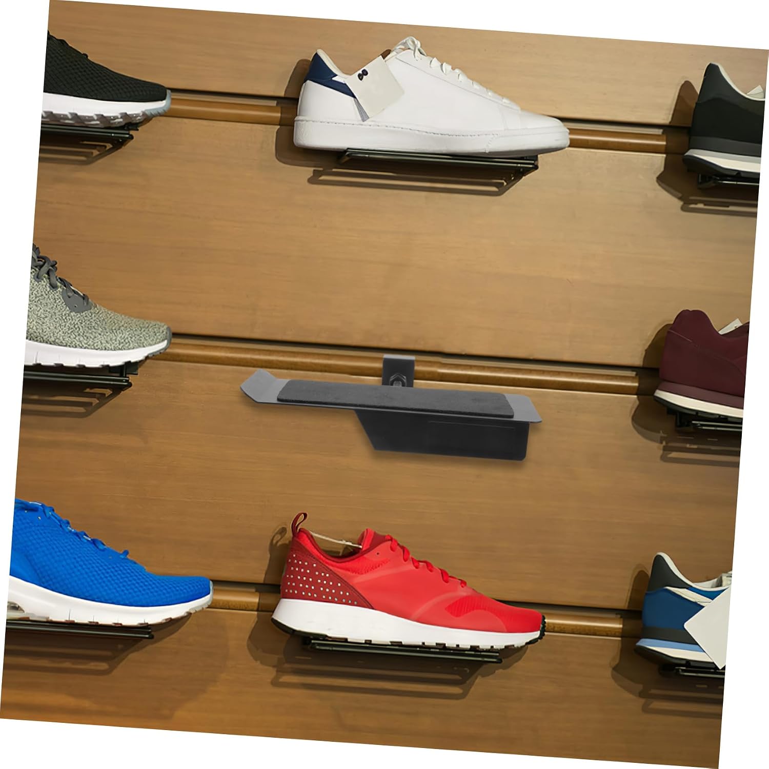 Adjustable Wall-Mounted Shoe Display Rack Narrow Shoe Cabinet for Entryway Retail Display for