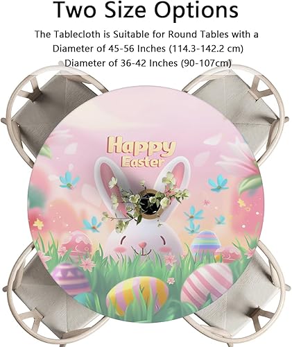 Vista 44 de cfpolar Mantel redondo ajustable de verano, hojas de palma tropical, borde elástico, mantel redondo lavable para uso en interiores y exteriores, se