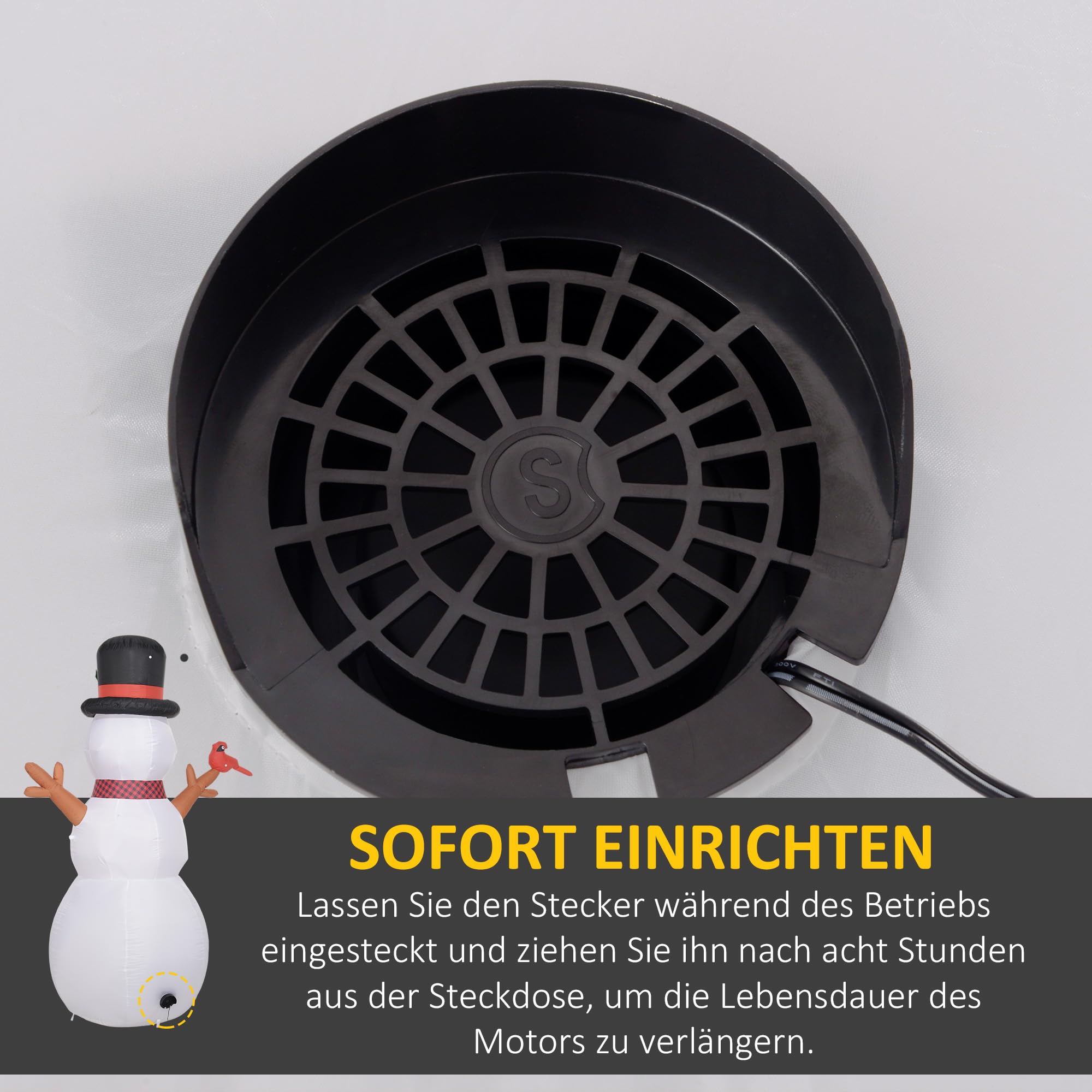Outsunny Aufblasbar Weihnachtsdeko 2,4 m Schneemann mit LED-Beleuchtung